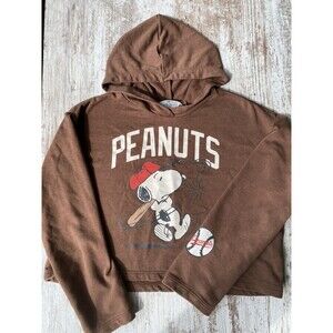 Peanuts Baseball Snoopy Hoodie Children’s Size 12-14 Brown W/sleeve Graphic H&M